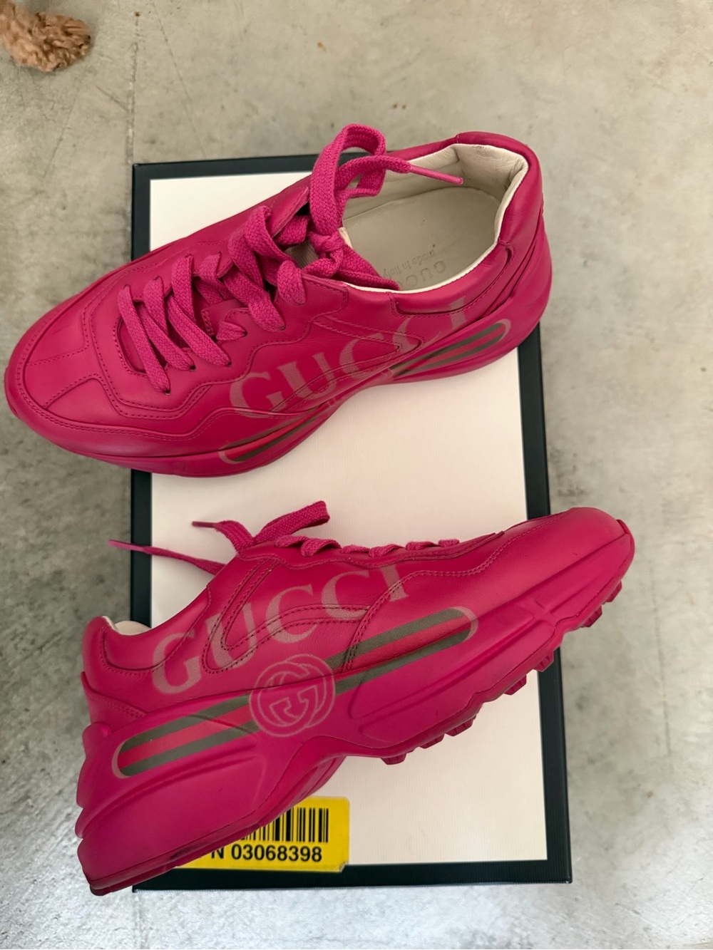 Gucci Hot Pink Logo Leather Women's Sneakers